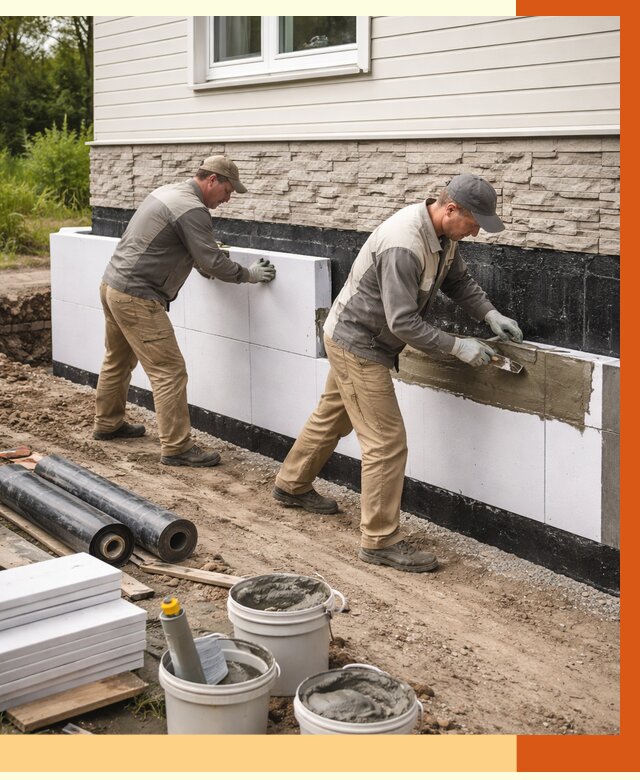 Утепление фундамента снаружи в Тынде от 4316 руб. за м² | ТепломастерТнд