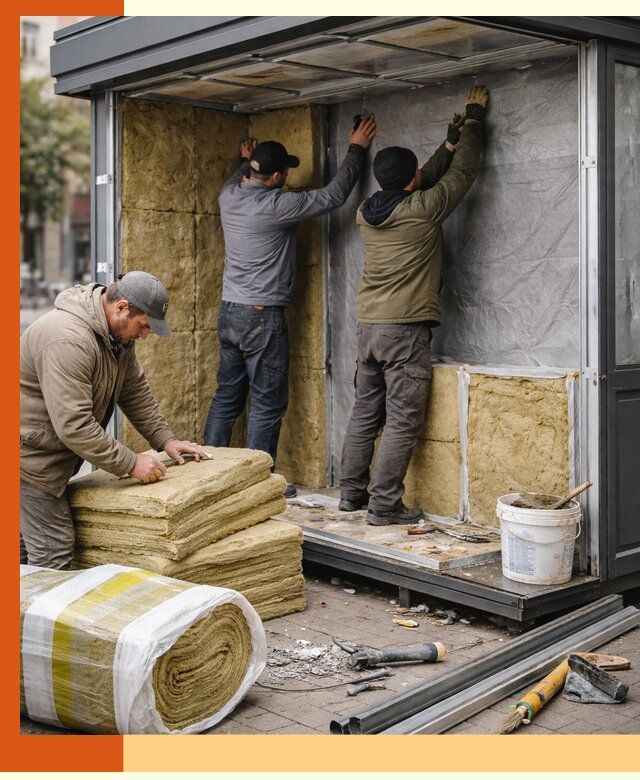 Утепление павильона шаурмы под ключ в Тынде