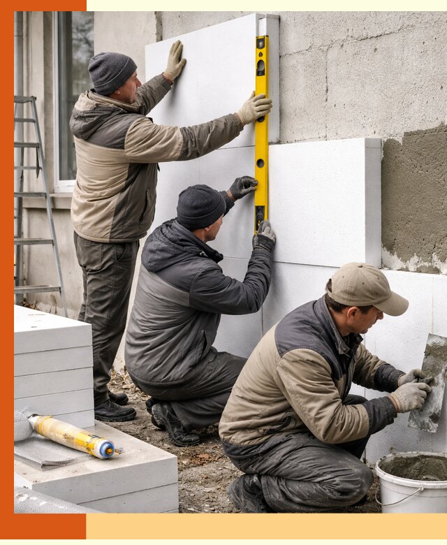 Утепление пенопластом наружных стен и фасадов в Тынде